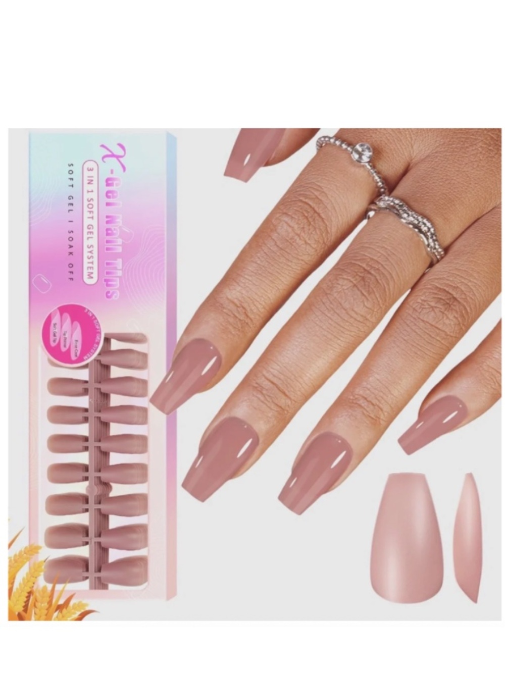 Mauve GelX Medium Coffin Press-On Nails